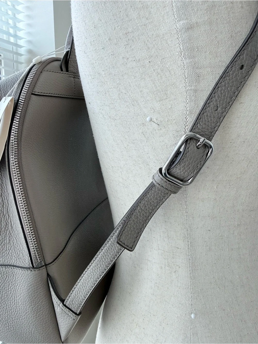 Tory Burch Slate Gray Pebbled Leather Backpack